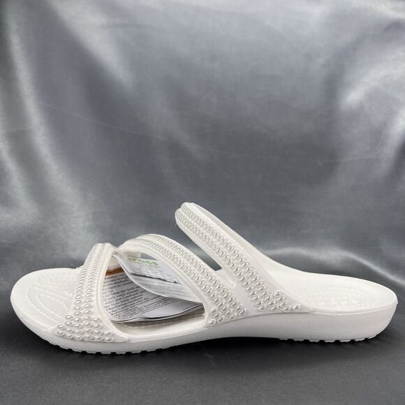 Crocs Kadee II Strappy Sandals Women's 7 White Jewels Summer Slides 211350-100 - Picture 10 of 16